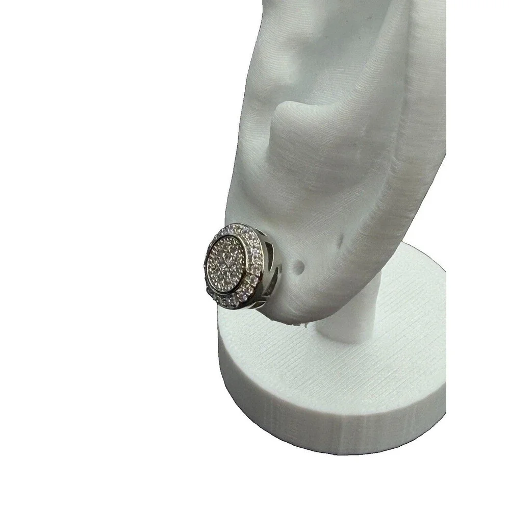 Round Cluster 925 Silver Lab Created Diamonds 3.25 Grams